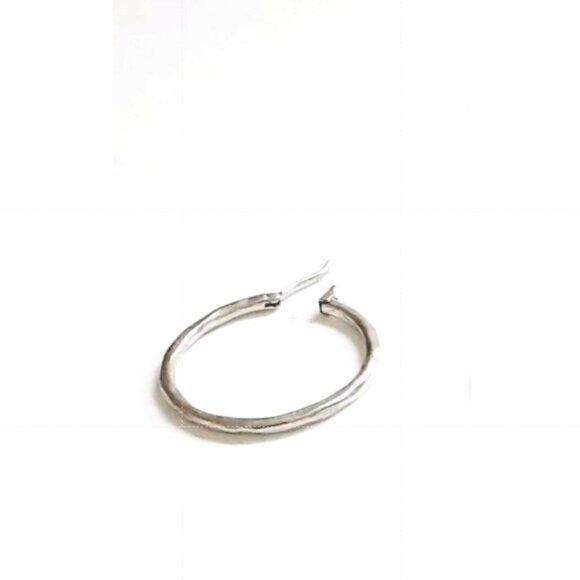 NWT j.jill Hinged Back Hoop Earrings Brushed Distressed Silver Tone NEW j. jill - Picture 2 of 4